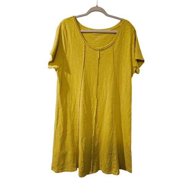 Soft Surroundings Marchesa Dress XL Cotton Chartreuse Lagenlook Casual A-Lineβ - Picture 2 of 5